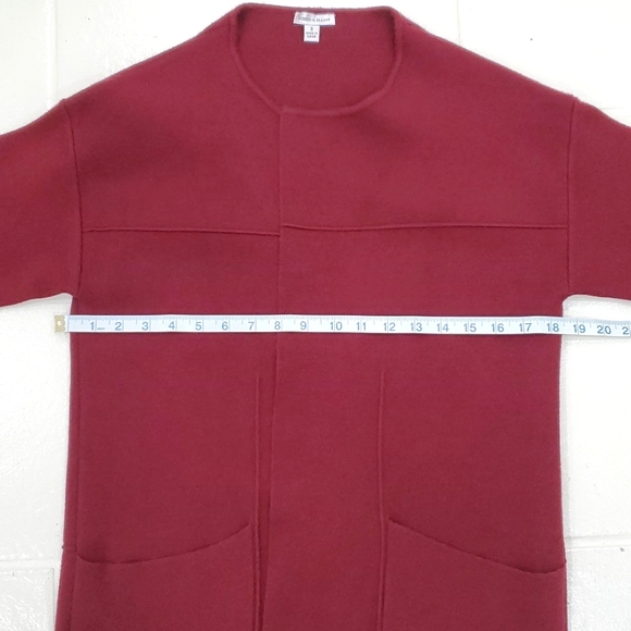 Rebecca Elliot cardigan sweater women's small burgundy long open front - Picture 5 of 8